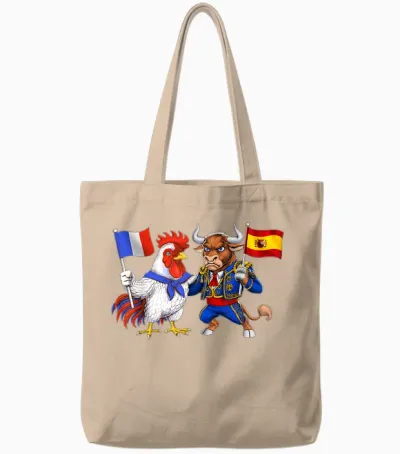 Flag France Spain French Roots Spanish Heritage Tote Bags - Natural