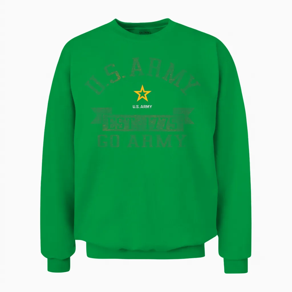 Military Army United States Vintage Go Green Unisex Sweatshirt in Irish Green