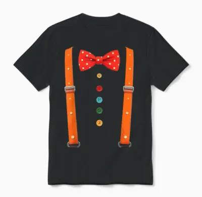 Hosenträger Clown Fliege Lustig Kostüm Karneval Fasching Unisex T-Shirt - Black