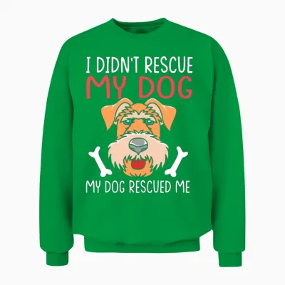 Dog Rescue Quotes Airedale Terrier Dog Unisex Sweatshirt - Irish Green