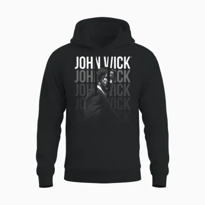 John Wick Repeating Logo T-Shirt, Black Unisex Hoodie - Black