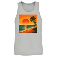 Retro Vintage Sunset Summer & Beach Unisex Tank Top - Ash – 2