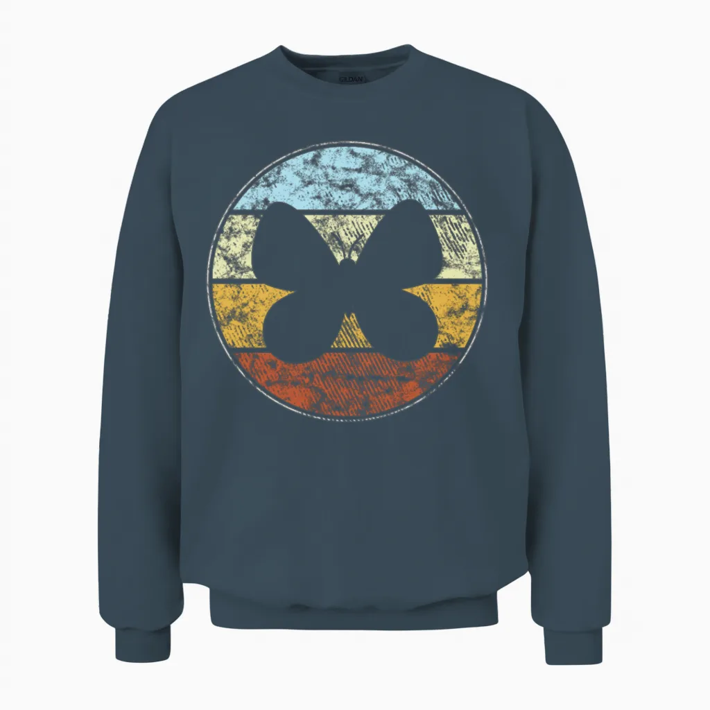Butterfly Retro Unisex Sweatshirt in Dark Heather