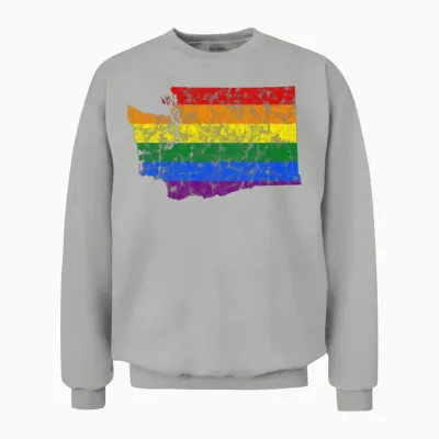 Washington State Lgbt Rainbow Unisex Sweatshirt - Ash