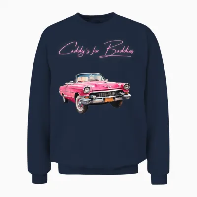 Cadillac Lookin Pink Vehicle - Vintage Style - Oldschool Unisex Sweatshirt - Navy
