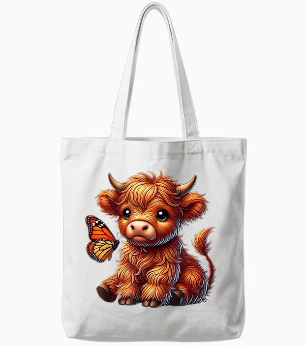 Highland Kuh Liebhaber Schottland Bauernhof Rinder Kalb Tote Bags in White