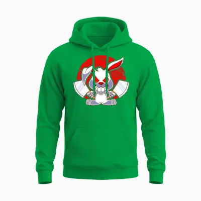 Armed Bunny Evil Hasi Knife Butcher Unisex Hoodie - Irish Green
