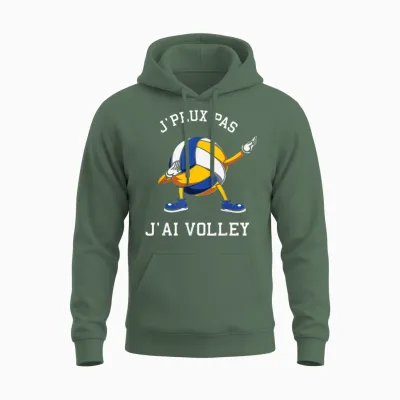 J'peux Pas J'ai Volleyball Humour Volleyball Tamponne Volleyeur T-Shirt, Black, S Unisex Hoodie - Military Green