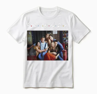 Friends Classic Logo Group Portrait T-Shirt Small Unisex T-Shirt - White