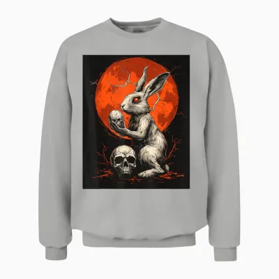 Kaninchen Totenkopf Mond Herren Gothic Damen Totenkopf Hase Unisex Sweatshirt - Ash