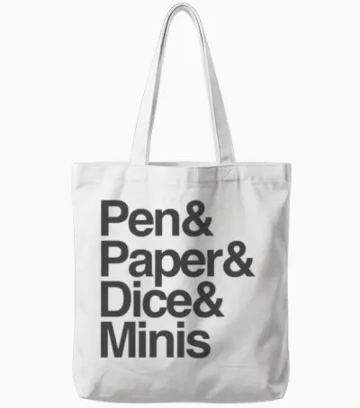Pen Paper Dice Minis Tote Bags - White