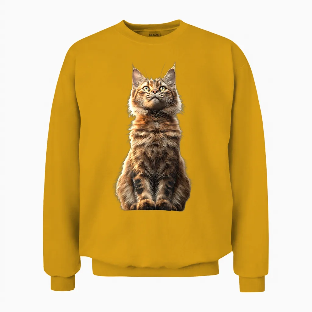 Maine Coon Chat Cat Amoureux Des Chats Maine Coon Doux Unisex Sweatshirt in Gold