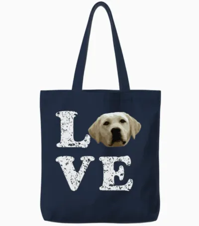 I Love My Yellow Lab Labrador Retriever Dog Tote Bags - Navy