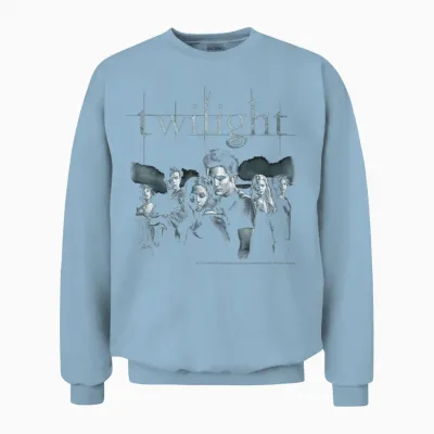 Twilight Black and White Moody Cast Photo Vampire Movie Unisex Sweatshirt - Light Blue