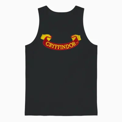 Harry Potter Gryffindor Banner Embroidery Design Unisex Tank Top - Black