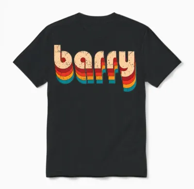 Retro Barry Name Unisex T-Shirt - Black