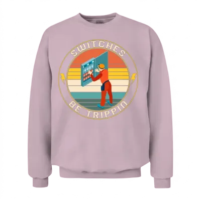 Electrician Shirt, Switches Be Trippin Electrical Unisex Sweatshirt - Light Pink