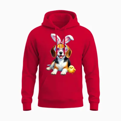 Lunettes De Pâques Beagle Dog Mom Spring Easter Bunny Oreilles Unisex Hoodie - Red