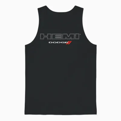 Dodge Hemi Light Wordmark Logo T-Shirt - Black, Small, Unisex, Short Sleeve, Classic Fit, Cotton Blend, Casual Modern, Automotive Theme Unisex Tank Top - Black