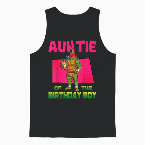 Mademark X Teenage Mutant Ninja Turtles - Raphael Auntie of the Birthday Boy Pizza Theme Party Unisex Tank Top in Black