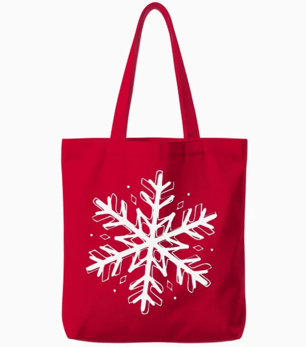 Snowflake Winter Xmas Christmas Gift Tote Bags in Red