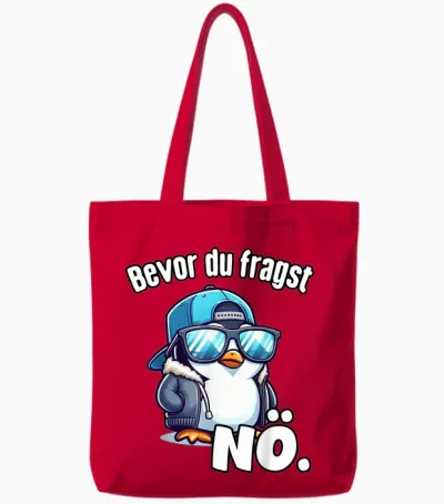 Men's T-Shirt Funny Sayings Before You Ask Nö Funny T-Shirt, Black Tote Bags - Red