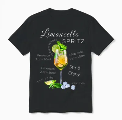 Spritz Limoncello Recipe Summer Cocktail T-Shirt, Black, S Unisex T-Shirt - Black