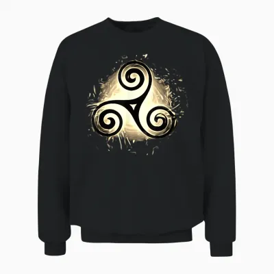 Triskel Triquetra Rune Celtic Protective T-Shirt, Black, S Unisex Sweatshirt - Black