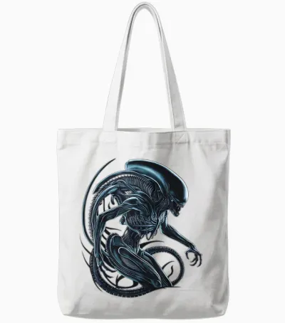 Illustriertes Poster Mit Alien-Xenomorph Tote Bags - White