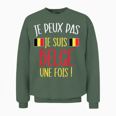 Humour Belgian Gift Humour Man Flag Belgium T-Shirt, Black, S Unisex Sweatshirt - Military Green