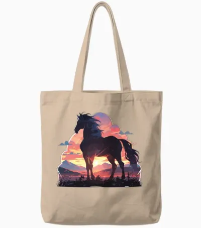 Horse Horses Ross Gaul Riding Horse Head Rider Tote Bags - Natural