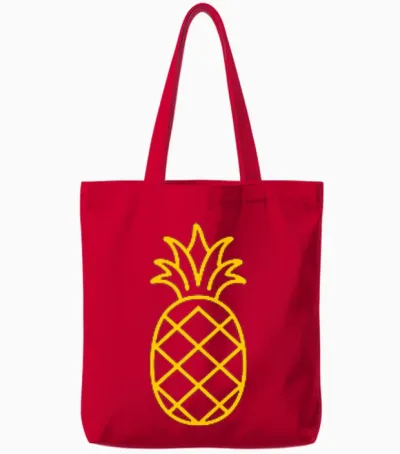 Kleine Ananasfrucht, Minimalistische Einfache Ananas Tote Bags - Red