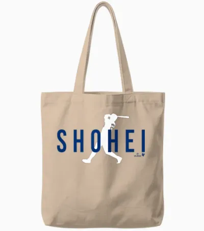 Shohei Ohtani - Silhouette Swing - Los Angeles Baseball Tote Bags - Natural