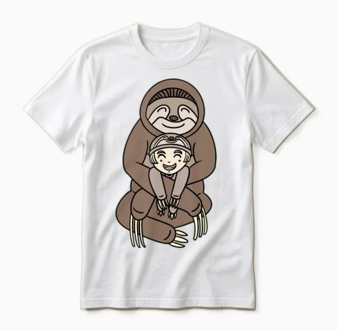 Funny Sloth Hug Unisex T-Shirt in White