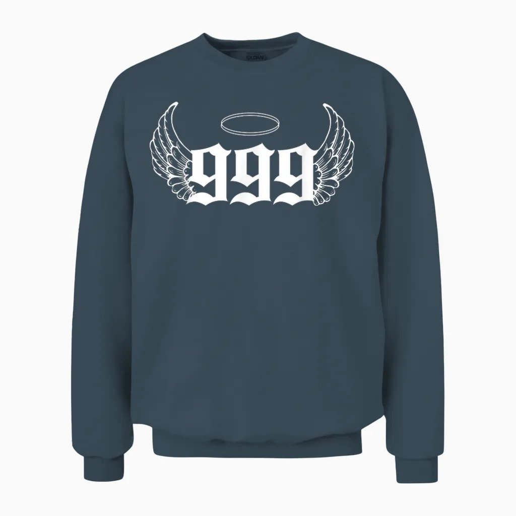 Urban Empyre 999 Angel Number T-Shirt - Unisex Adults, Black, Small, Short Sleeve, Modern, Astrology Theme with '999 Angel Number' Letter Print Unisex Sweatshirt in Dark Heather