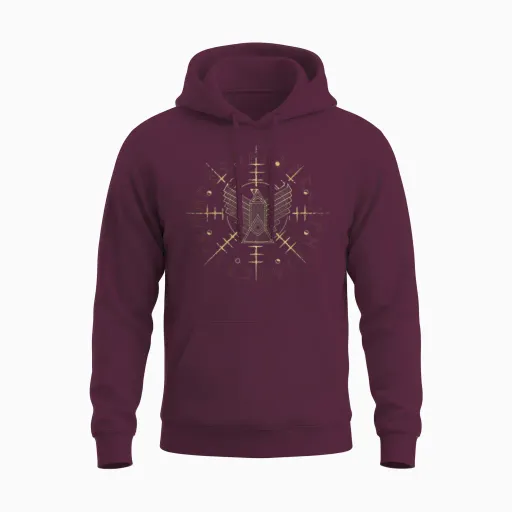 Helm of Awe Eagle Moon Phase Unisex Hoodie in Maroon