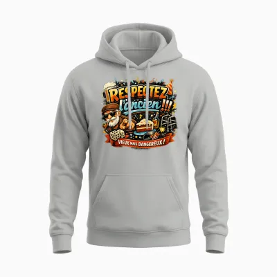 Cadeau Anniversaire Homme Original Humour Respectez L'ancien Unisex Hoodie - Ash