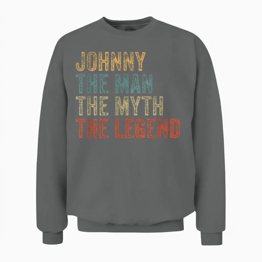 Johnny the Man the Myth the Legend Unisex Sweatshirt in Graphite Heather