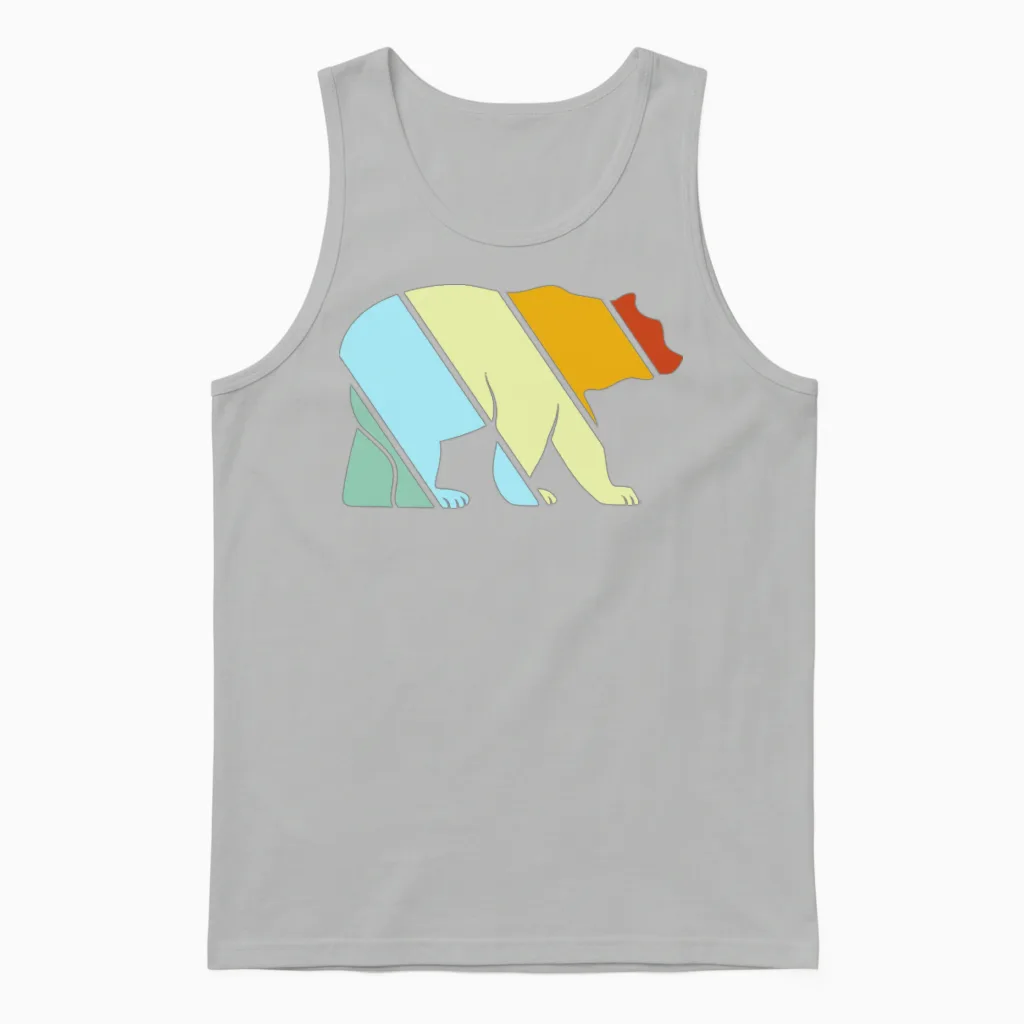 Bear Retro Wildlife Unisex Tank Top in Ash