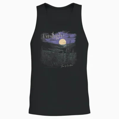Twilight Saga the Meadow Flowers and Moon Souvenir Movie T-Shirt, Black, S Unisex Tank Top - Black