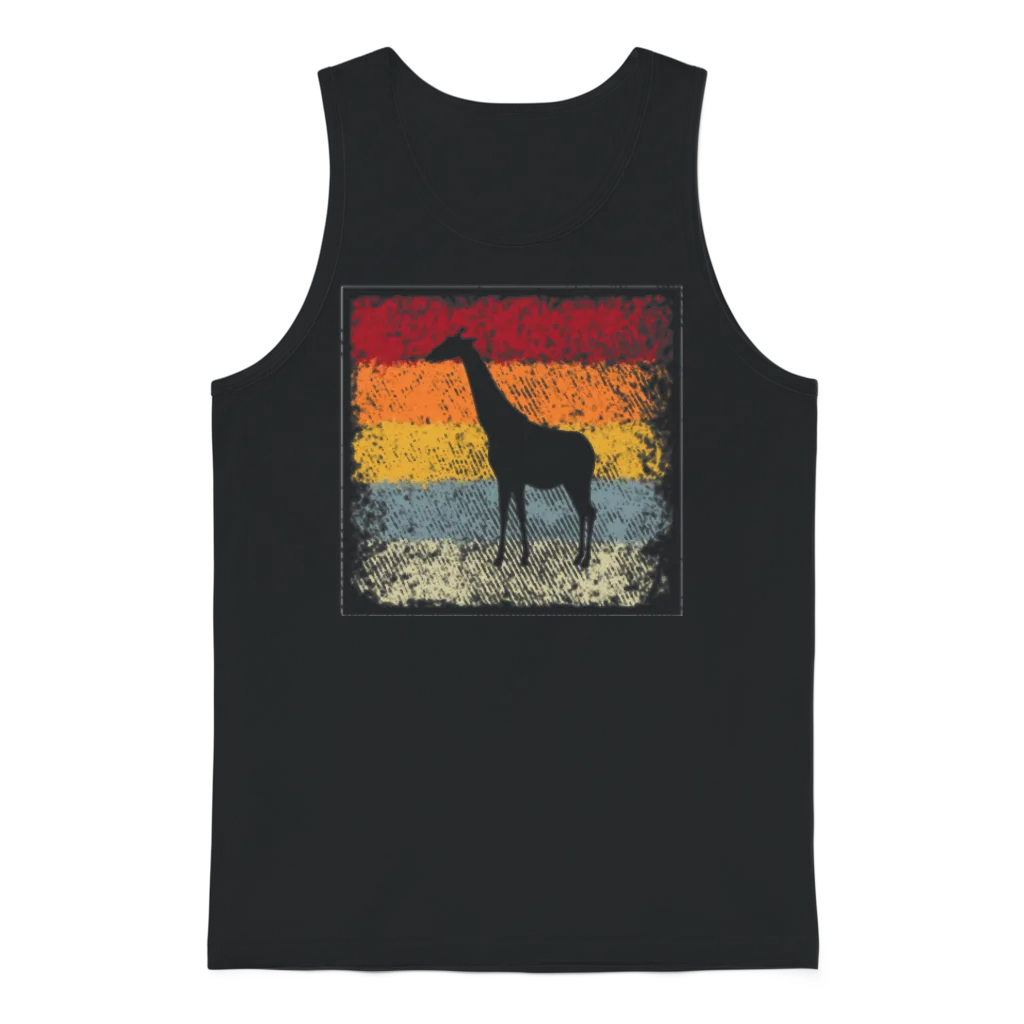 Giraffe Retro Unisex Tank Top - Black