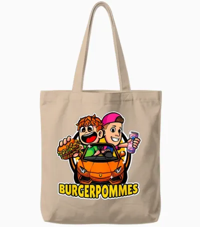 Burger Pommes Sportwagen Comic Style Fast Food Tote Bags - Natural