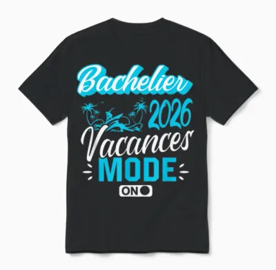 Baccalauréat 2026 Cadeau Réussite Bac Vacances Surf Océan Unisex T-Shirt - Black