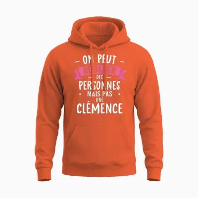 Woman Humour Girlfriend Personalized Gift Bff First Name Clemence T-Shirt, Black, Female X-Small Unisex Hoodie - Orange
