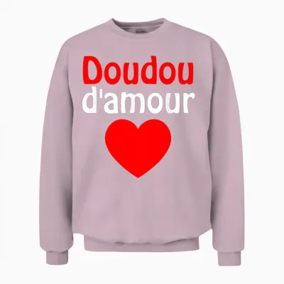 Love Doudou Humour Valentine's Day Idea for Couples T-Shirt, Black, S Unisex Sweatshirt - Light Pink