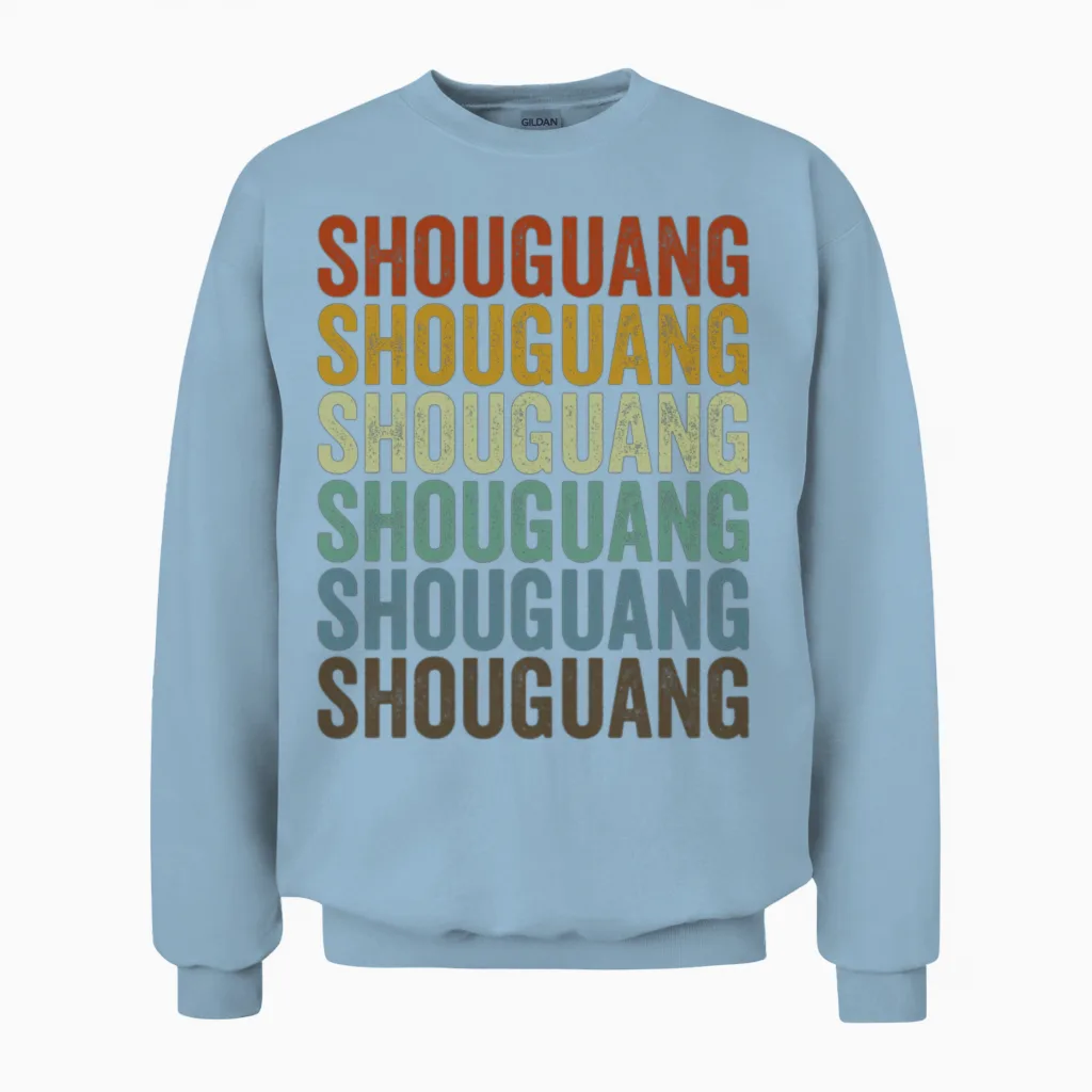 Shouguang China Retro Vintage Unisex Sweatshirt in Light Blue