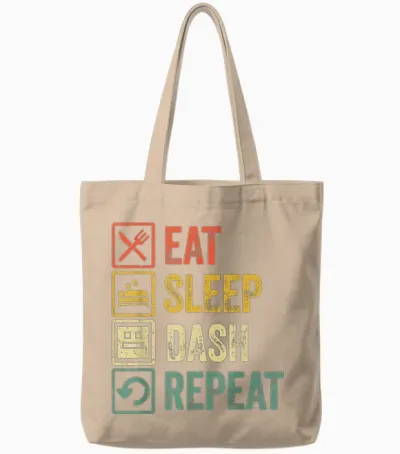 Video Game Eat Sleep Dash Repeat Geometry Gamer T-Shirt, Black, S Tote Bags - Natural