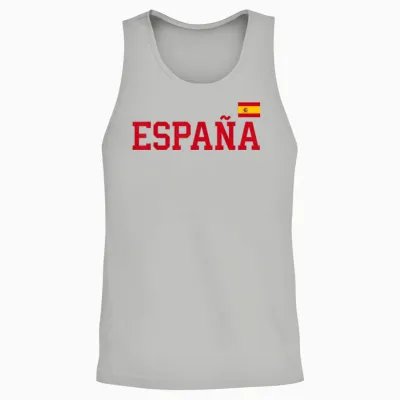 Spain T-Shirt for Women, Men, Children, Spanish Flag España T-Shirt, Black Unisex Tank Top - Ash