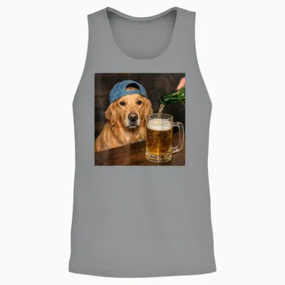Golden Retriever Trinkt Bier Lustiges Hunde-Meme Unisex Tank Top - Sport Grey