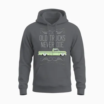 Old Trucks Winter Green Unisex Hoodie - Charcoal